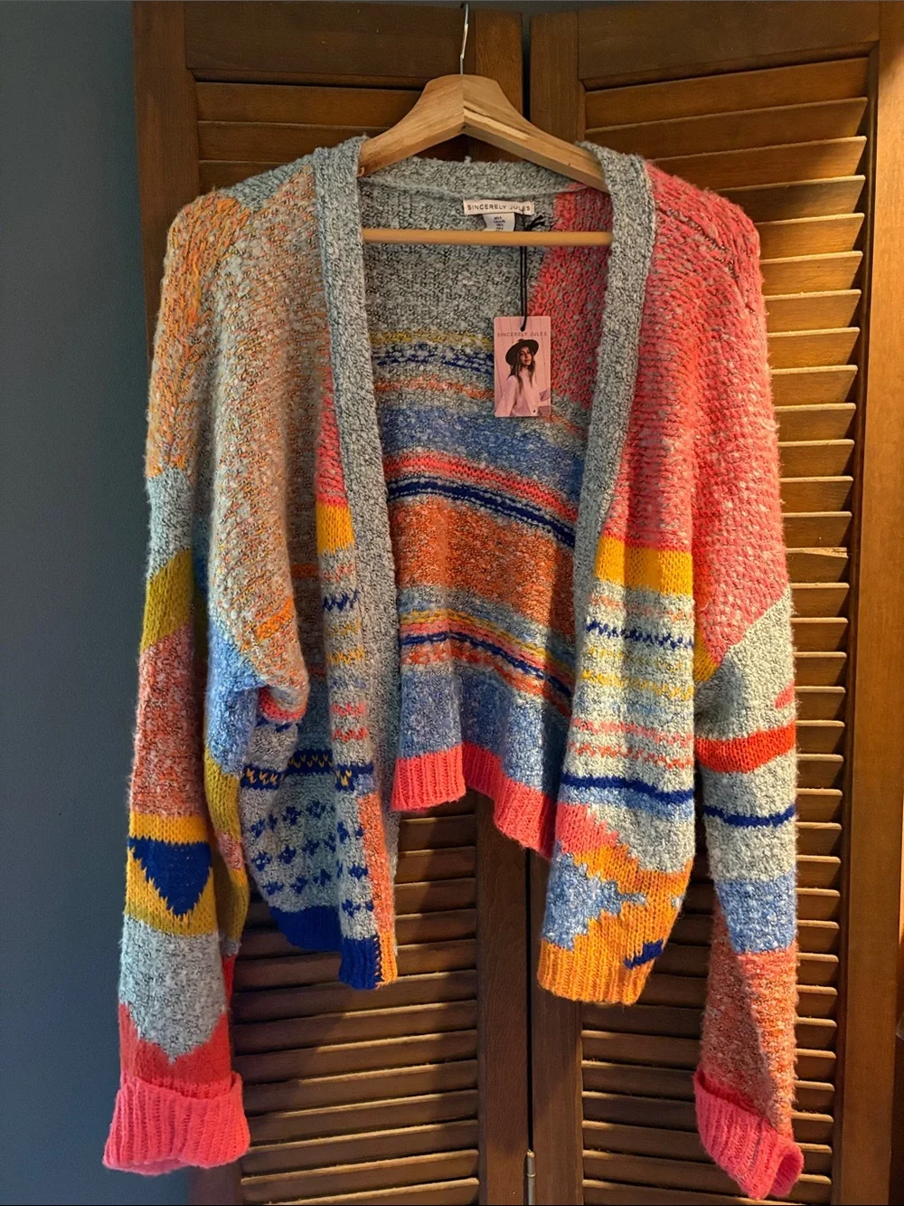 Sincerely Jules Multicolor Open-Front Women's Cardigan Sweater Large - Picture 1 of 1